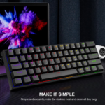 KQJQS 61-Key RGB Backlit 60% Wired Gaming Keyboard Waterproof Compact Ergonomic Mechanical Feel Keyboard for PC Laptop Gamers