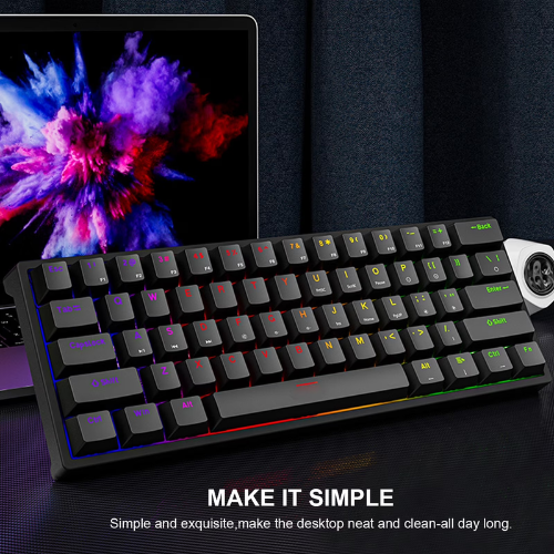KQJQS 61-Key RGB Backlit 60% Wired Gaming Keyboard Waterproof Compact Ergonomic Mechanical Feel Keyboard for PC Laptop Gamers